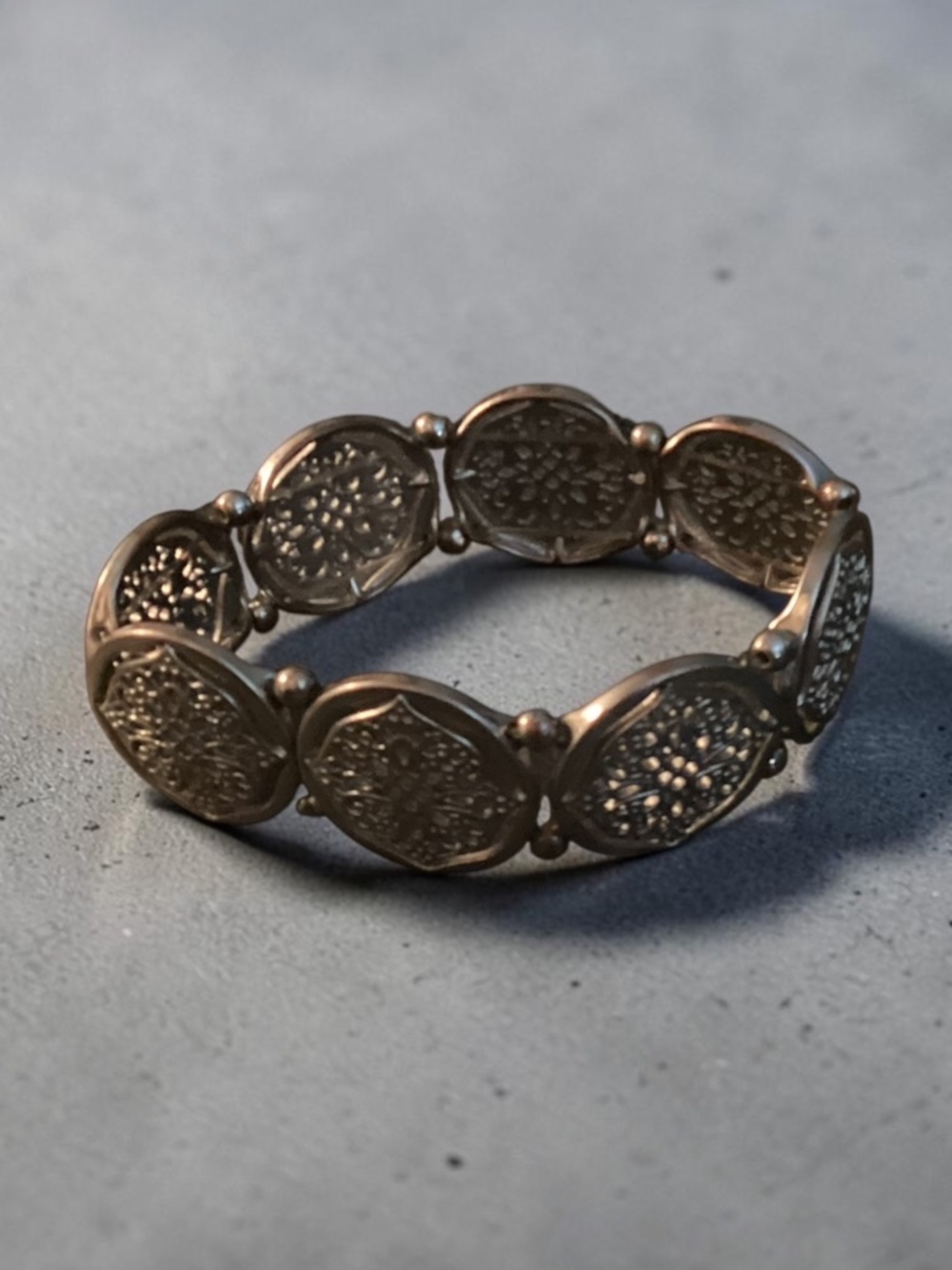 Silver-Tone Filigree Medallion Bracelet